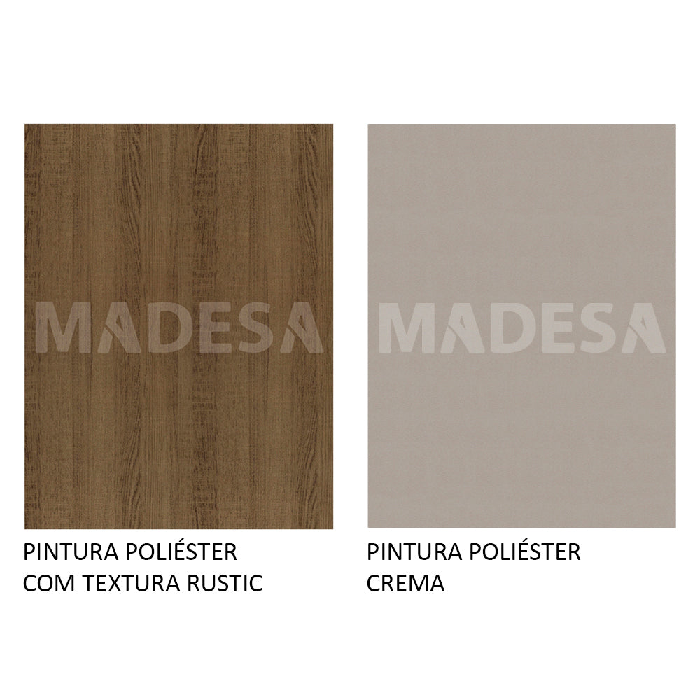 Mesa de Jantar Madesa Quadrada Tampo de Vidro 5363 Rustic/Crema