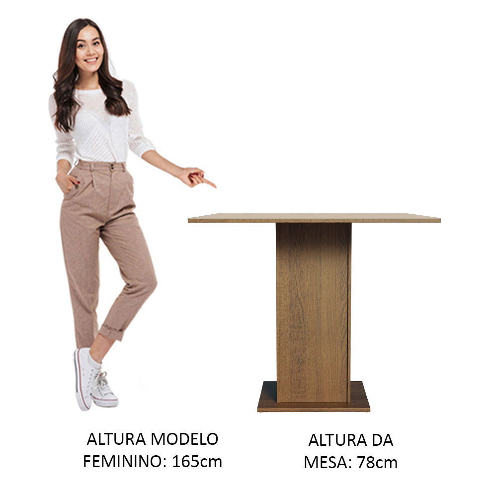 Mesa de Jantar Madesa Quadrada Tampo de Madeira 5363 Rustic/Crema