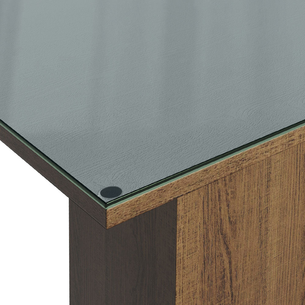 Mesa de Jantar Quadrada Tampo de Vidro Madesa 5363 Rustic/Cinza