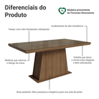 Mesa de Jantar Retangular Tampo com Moldura e Vidro Sobreposto Rustic 5364 Madesa