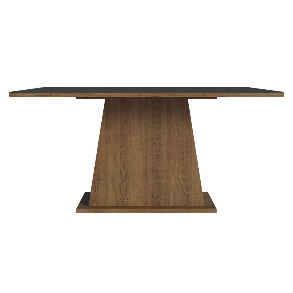 Mesa de Jantar Retangular Tampo de Vidro Rustic/Preto 5364 Madesa 02