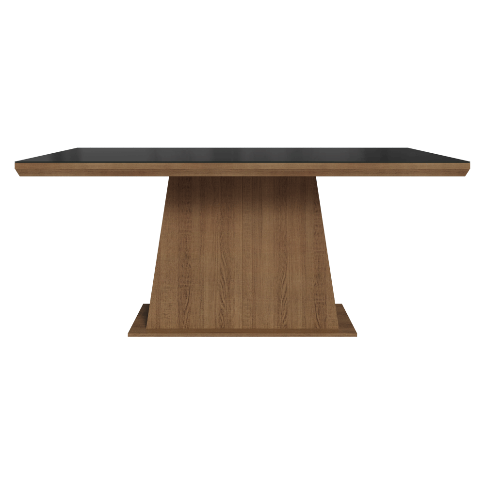 Mesa de Jantar Retangular Tampo com Moldura e Vidro Sobreposto Rustic/Preto 5364 Madesa