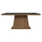 Mesa de Jantar Retangular Tampo com Moldura e Vidro Sobreposto Rustic/Preto 5364 Madesa