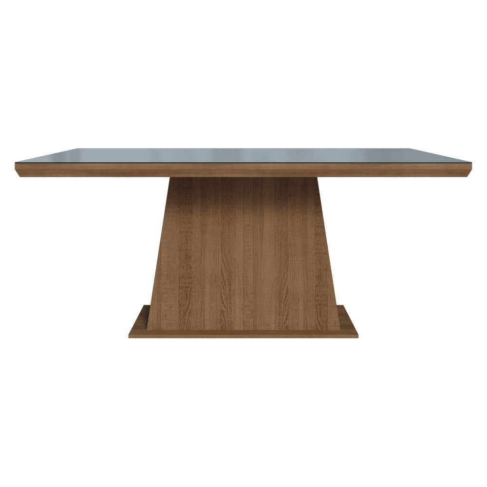 Mesa de Jantar Retangular Tampo com Moldura e Vidro Sobreposto Rustic/Cinza 5364 Madesa