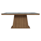 Mesa de Jantar Retangular Tampo com Moldura e Vidro Sobreposto Rustic/Cinza 5364 Madesa