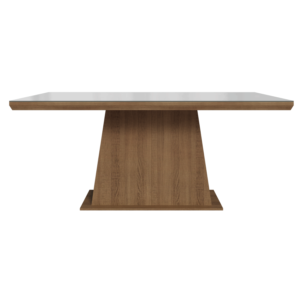 Mesa de Jantar Retangular Tampo com Moldura e Vidro Sobreposto Rustic/Branco 5364 Madesa