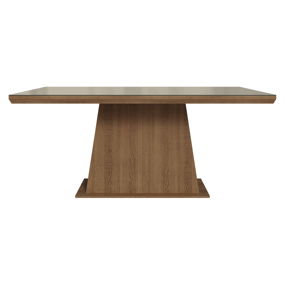Mesa de Jantar Retangular Tampo com Moldura e Vidro Sobreposto Rustic/Crema 5364 Madesa
