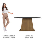 Mesa de Jantar Retangular com Tampo de Madeira Rustic/Preto 5365 Madesa