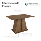 Mesa de Jantar Retangular com Tampo de Madeira Rustic 5383 Madesa