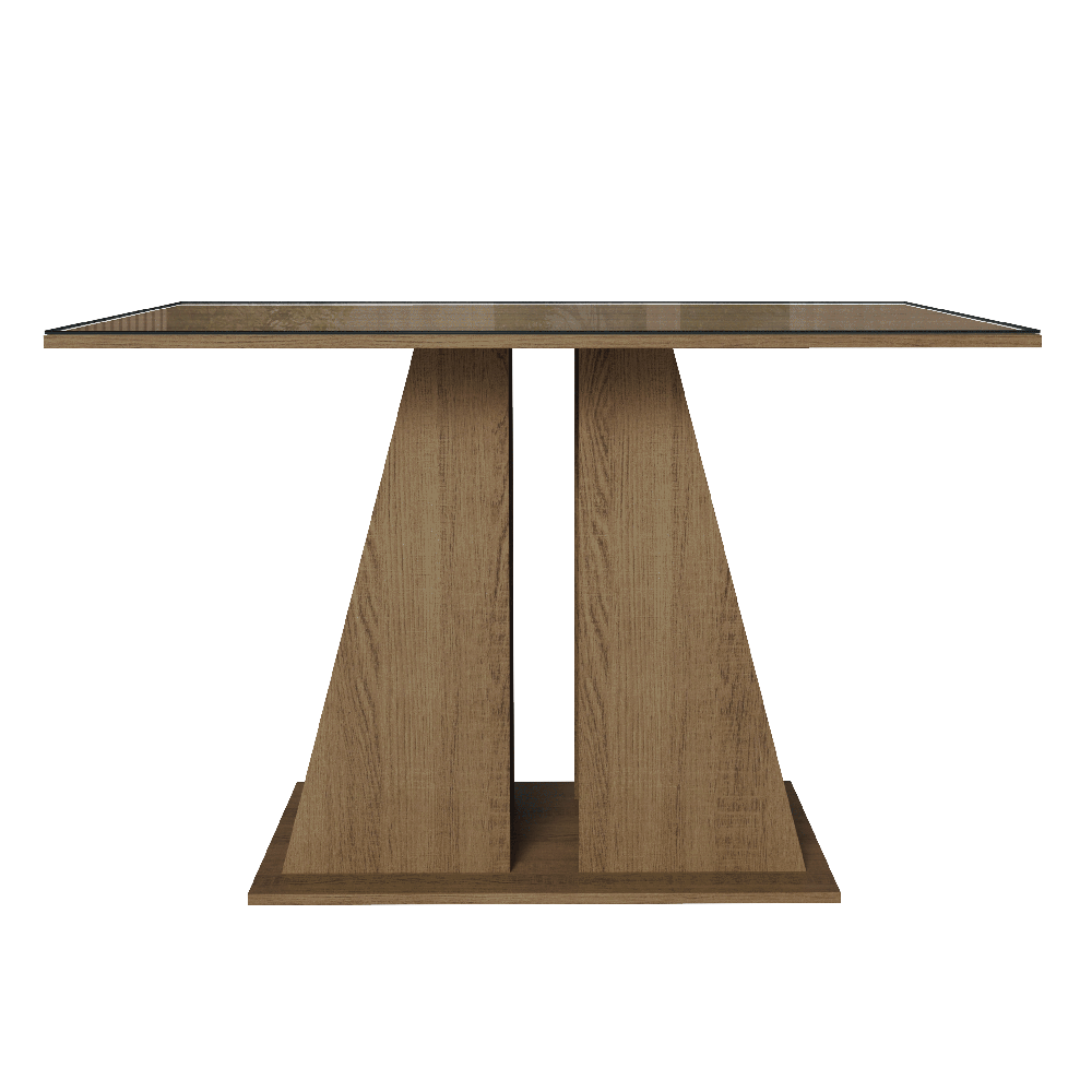 Mesa de Jantar Retangular Tampo de Vidro Rustic/Crema 5383 Madesa