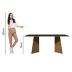 Mesa de Jantar Retangular com Tampo de Madeira Rustic/Preto 5388 Madesa
