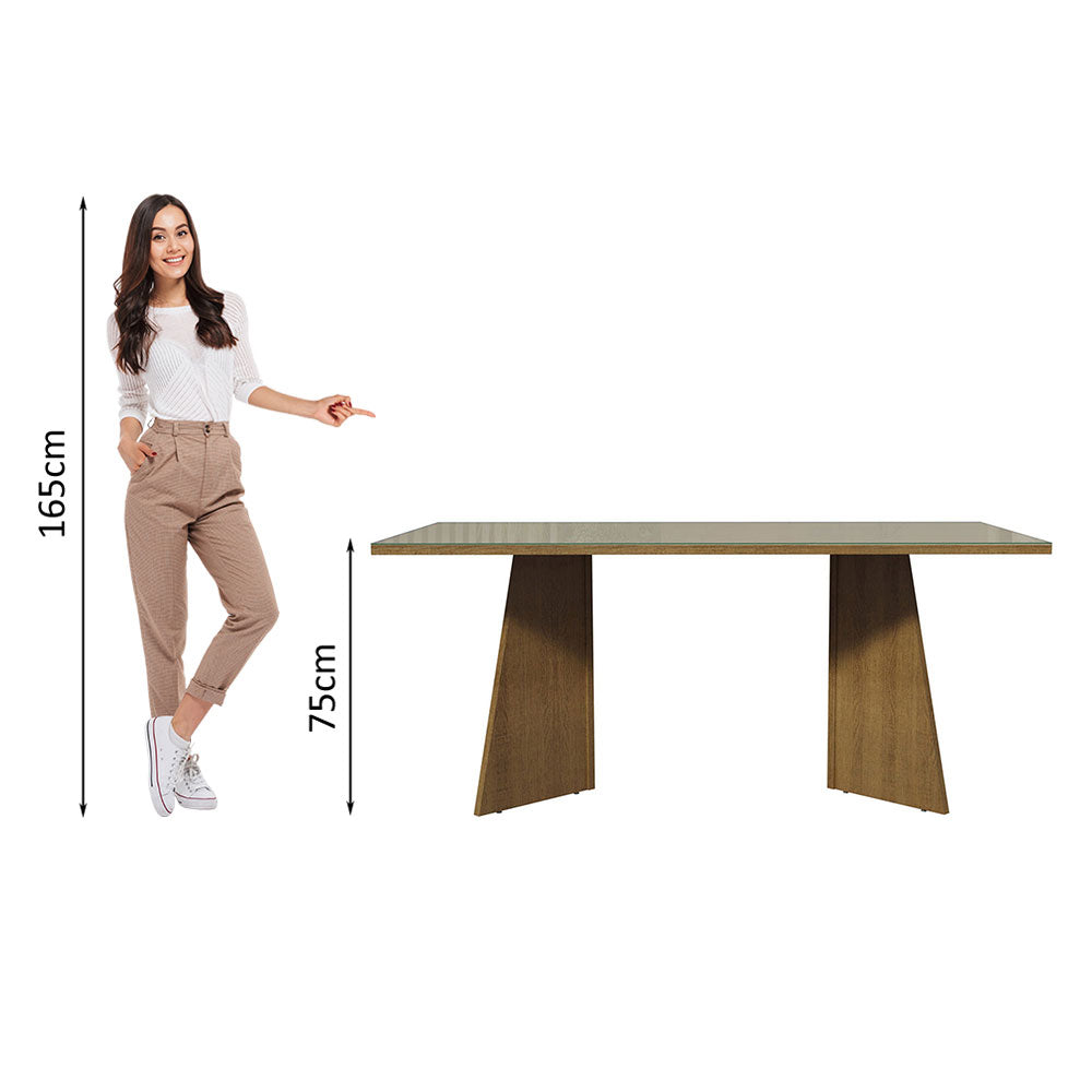 Mesa de Jantar Retangular com Tampo de Vidro Rustic/Crema 5388 Madesa