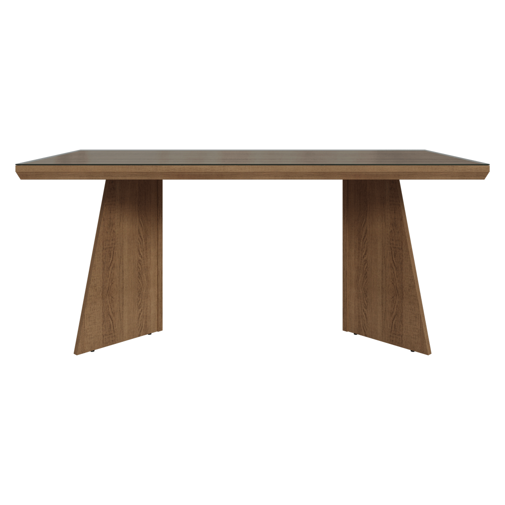 Mesa de Jantar Retangular Tampo com Moldura e Vidro Sobreposto Rustic 5389 Madesa