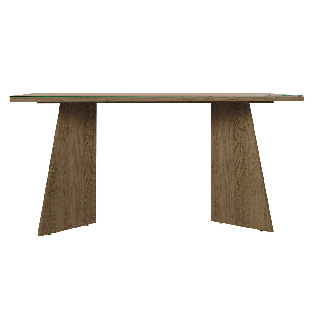 Mesa de Jantar Retangular Tampo de Vidro 5389 Rustic/Crema Madesa