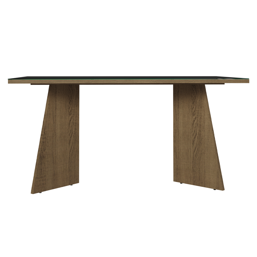 Mesa de Jantar Retangular Tampo de Vidro 5389 Rustic/Preto Madesa