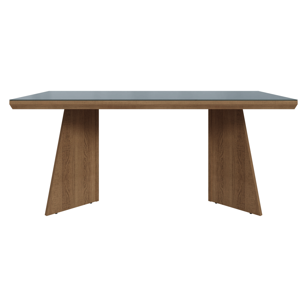 Mesa de Jantar Retangular Tampo com Moldura e Vidro Sobreposto Rustic/Cinza 5389 Madesa