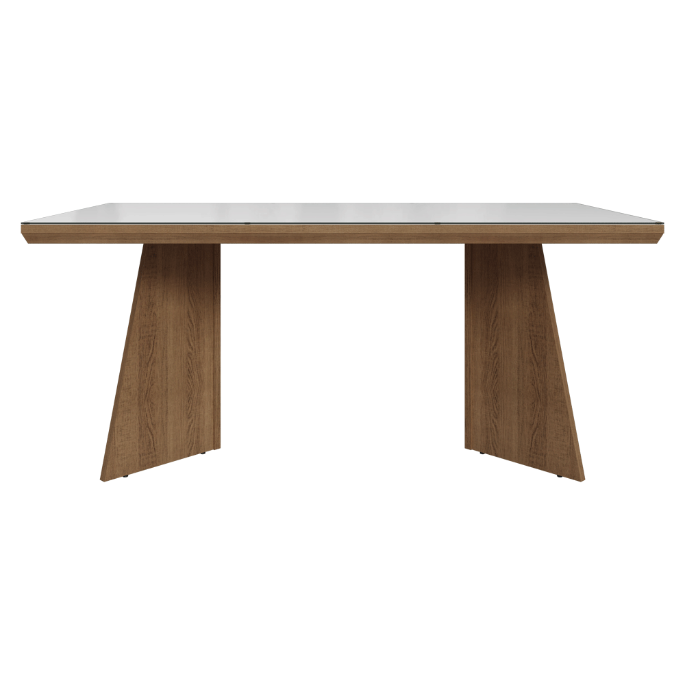 Mesa de Jantar Retangular Tampo com Moldura e Vidro Sobreposto Rustic/Branco 5389 Madesa
