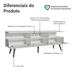 Rack para TV até 65 Polegadas Madesa Londres com Pés Retro Branco