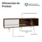 Rack Madesa Dubai para TV até 65 Polegadas com Pés Rustic/Branco 6E09
