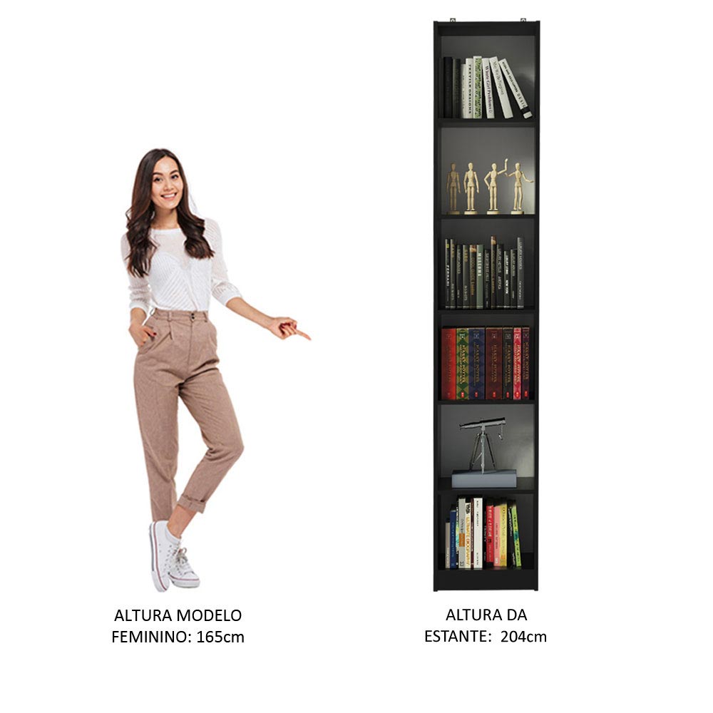 Estante Livreiro Madesa 6906 com 6 Nichos Preto