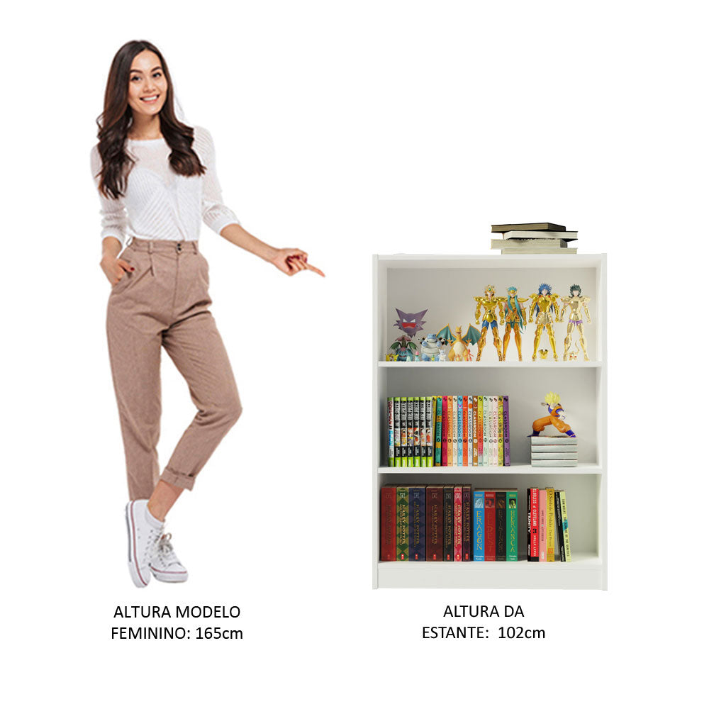 Estante Livreiro Madesa 6907 com 3 Nichos Branco
