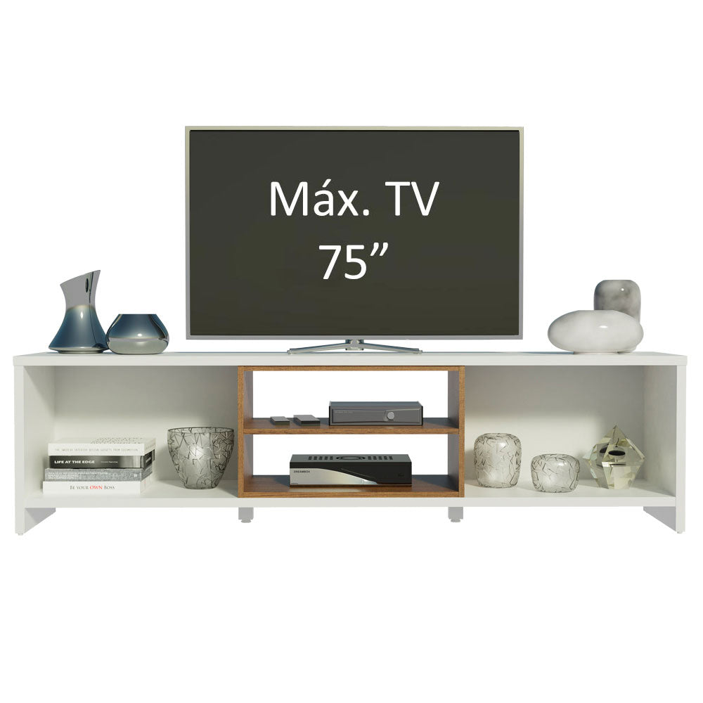 Rack para TV até 75 Polegadas Madesa Metz 180 cm 2 Portas Branco/Rustic