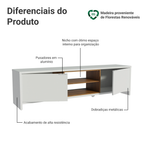Rack para TV até 75 Polegadas Madesa Metz 180 cm 2 Portas Branco/Rustic