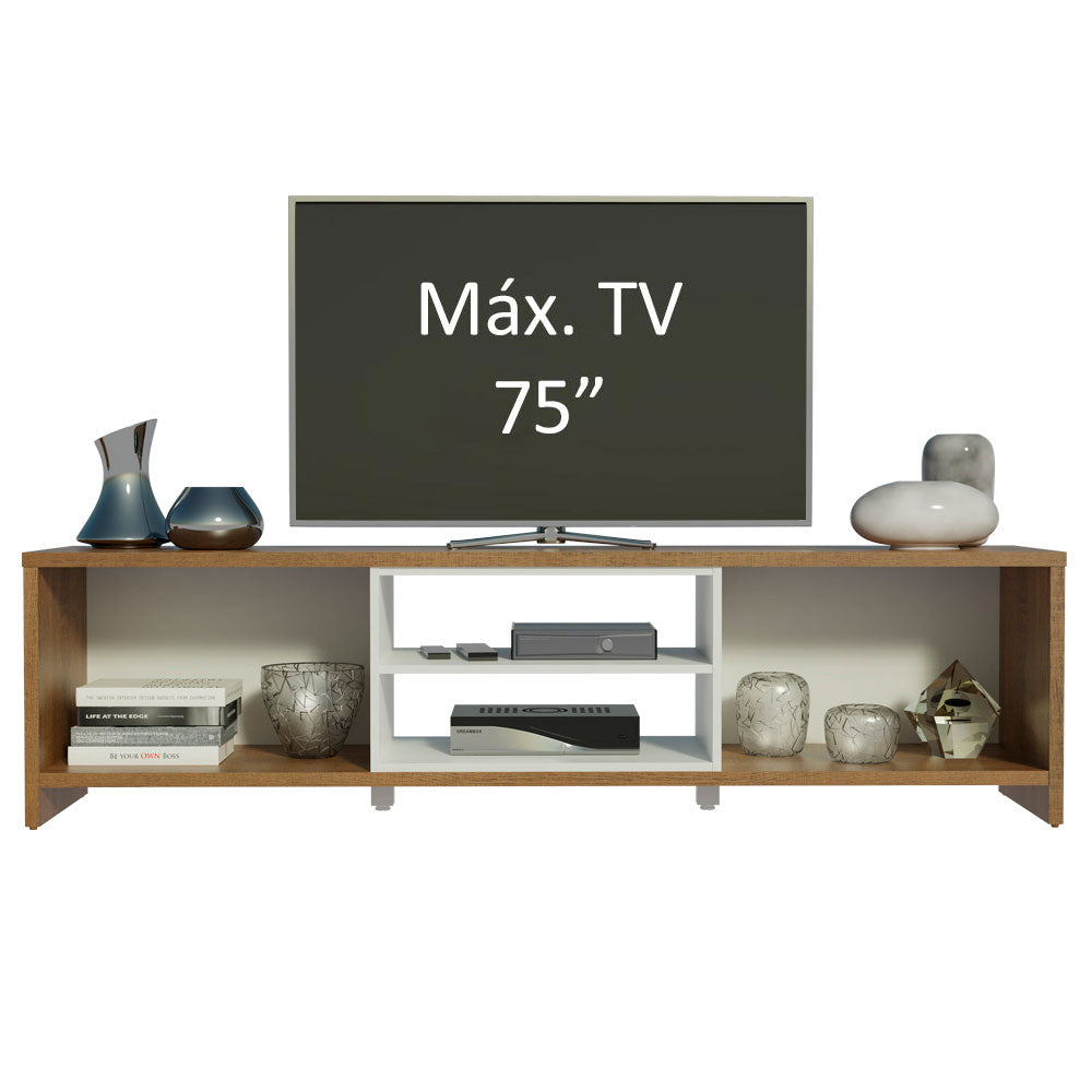 Rack para TV até 75 Polegadas Madesa Metz 180 cm 2 Portas Rustic/Branco
