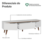 Rack para TV até 75 Polegadas Madesa Reims 2 Portas 1 Gaveta Branco