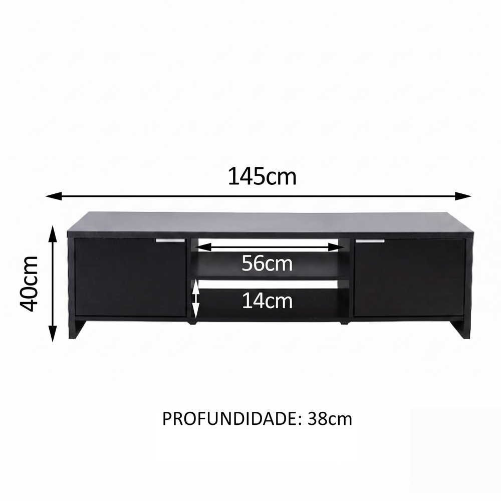 Rack para TV até 65 Polegadas Madesa 6918 com 2 Portas Preto PO