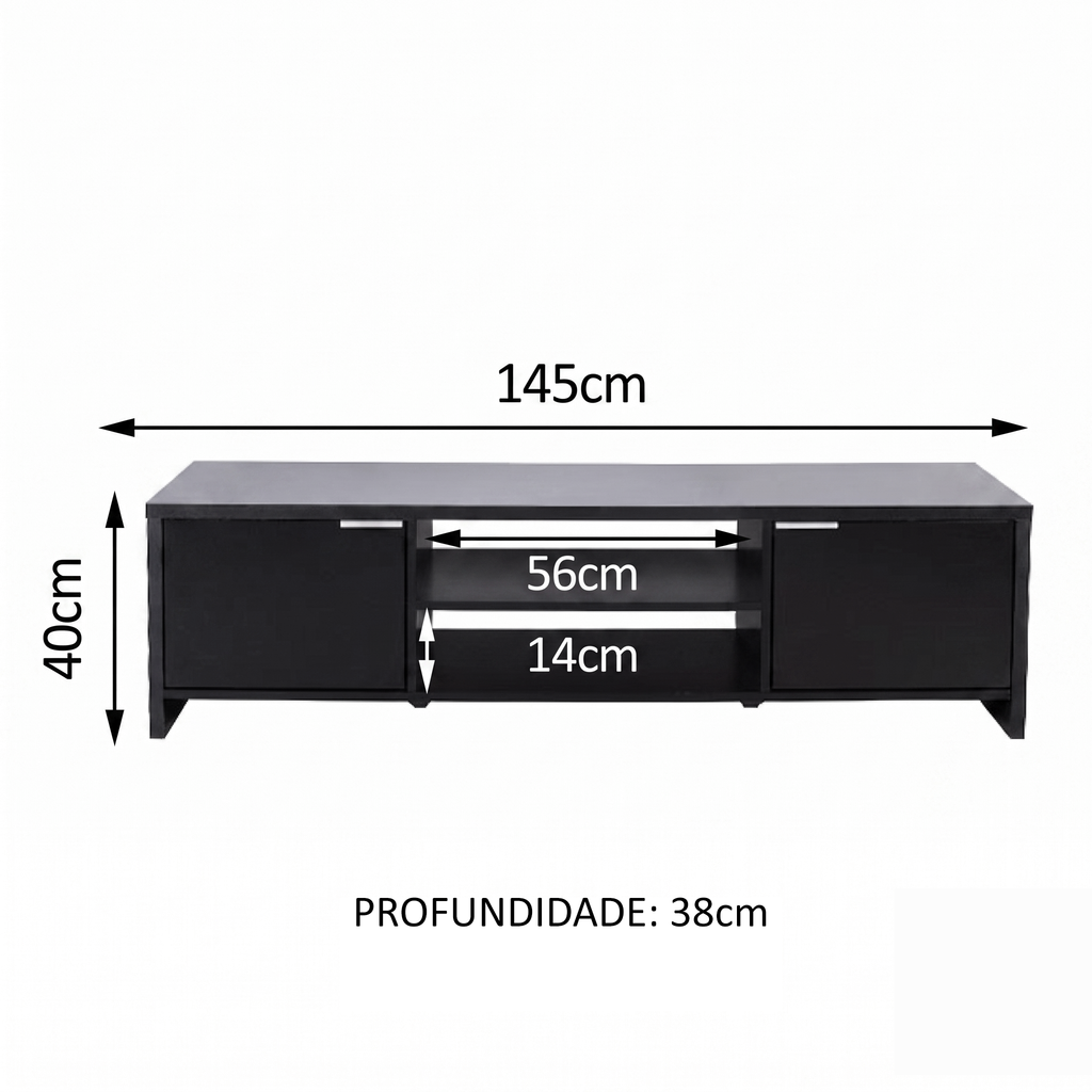 Rack para TV até 65 Polegadas Madesa 6918 com 2 Portas Preto PO