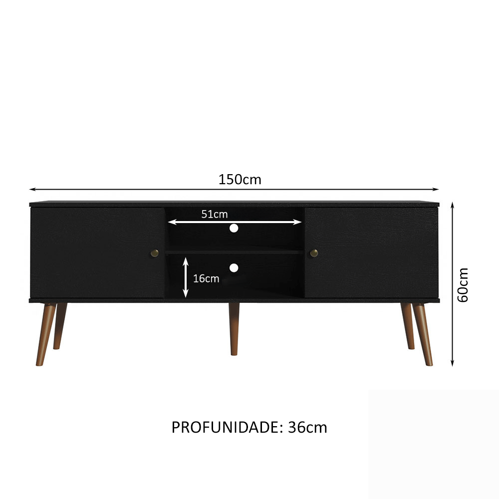 Rack para TV até 65 Polegadas Madesa 6921 com 2 Portas Preto PO