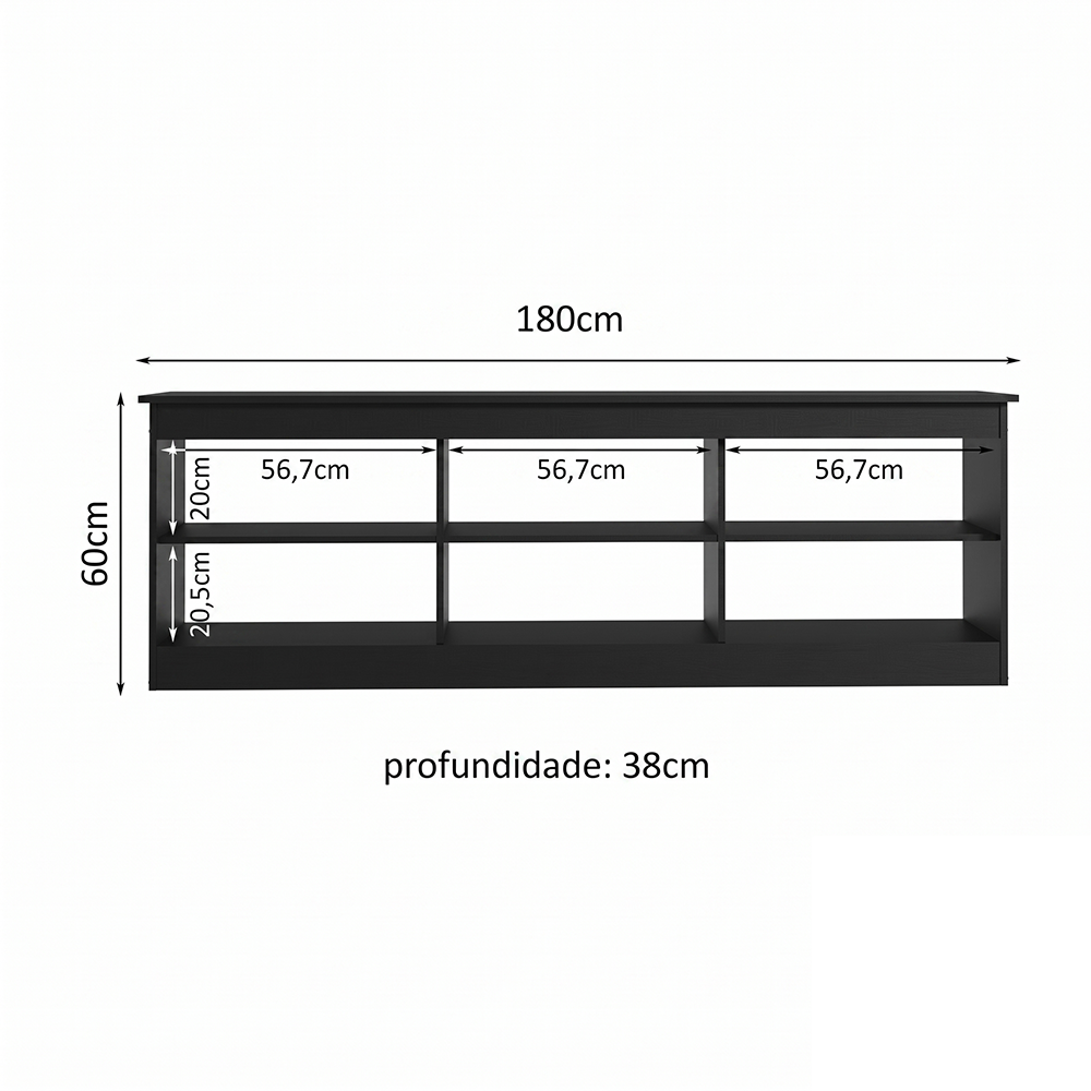Rack para TV até 80 Polegadas Madesa 6928 com 6 Nichos Preto PO
