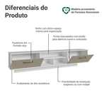 Rack Suspenso para TV até 80 Polegadas 218 cm 2 Portas Branco/Crema Agata Madesa