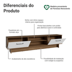 Rack para TV até 80 Polegadas 218 cm 2 Portas Rustic/Branco Agata Madesa