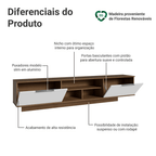 Rack Suspenso para TV até 80 Polegadas 218 cm 2 Portas Rustic/Branco Stella Madesa