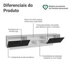Rack Suspenso para TV até 80 Polegadas 218 cm 2 Portas Branco/Preto Agata Madesa