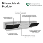 Rack Suspenso para TV até 80 Polegadas 218 cm 2 Portas Branco/Preto Vik Madesa