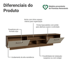 Rack Suspenso para TV até 80 Polegadas 218 cm 2 Portas Rustic/Crema Agata Madesa