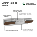 Rack Suspenso para TV até 80 Polegadas 218 cm 2 Portas Branco/Rustic Glamy Madesa