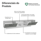 Rack Suspenso para TV até 80 Polegadas 218 cm 2 Portas Branco/Cinza Agata Madesa
