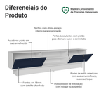 Rack para TV até 80 Polegadas 218 cm 2 Portas Branco/Azul Vik Madesa