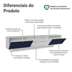 Rack Suspenso para TV até 80 Polegadas 218 cm 2 Portas Branco/Azul Vik Madesa