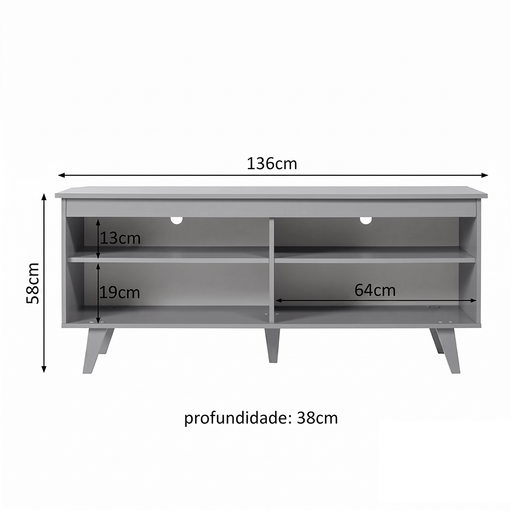 Rack para TV até 65 Polegadas Madesa 6992 com 4 Nichos Cinza PO