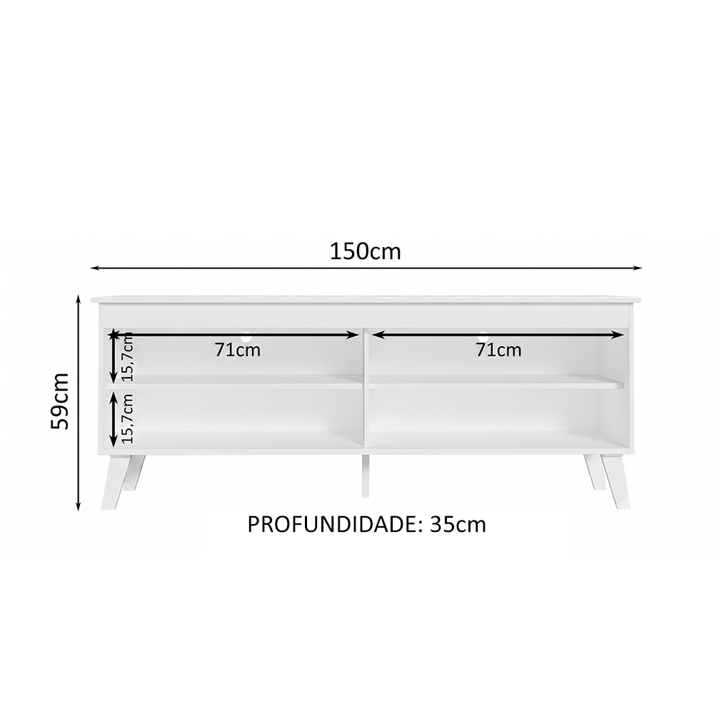Rack para TV até 55 Polegadas Madesa 6997 com 4 Nichos Branco PO