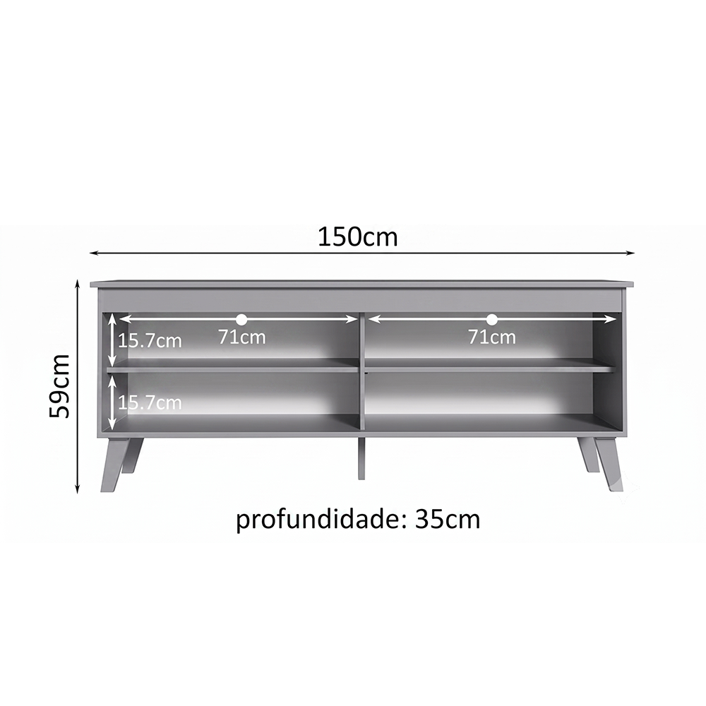Rack para TV até 55 Polegadas Madesa 6997 com 4 Nichos Cinza PO
