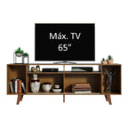Rack para TV até 65 Polegadas Madesa Cancun com Pés Rustic/Branco 6E5Z