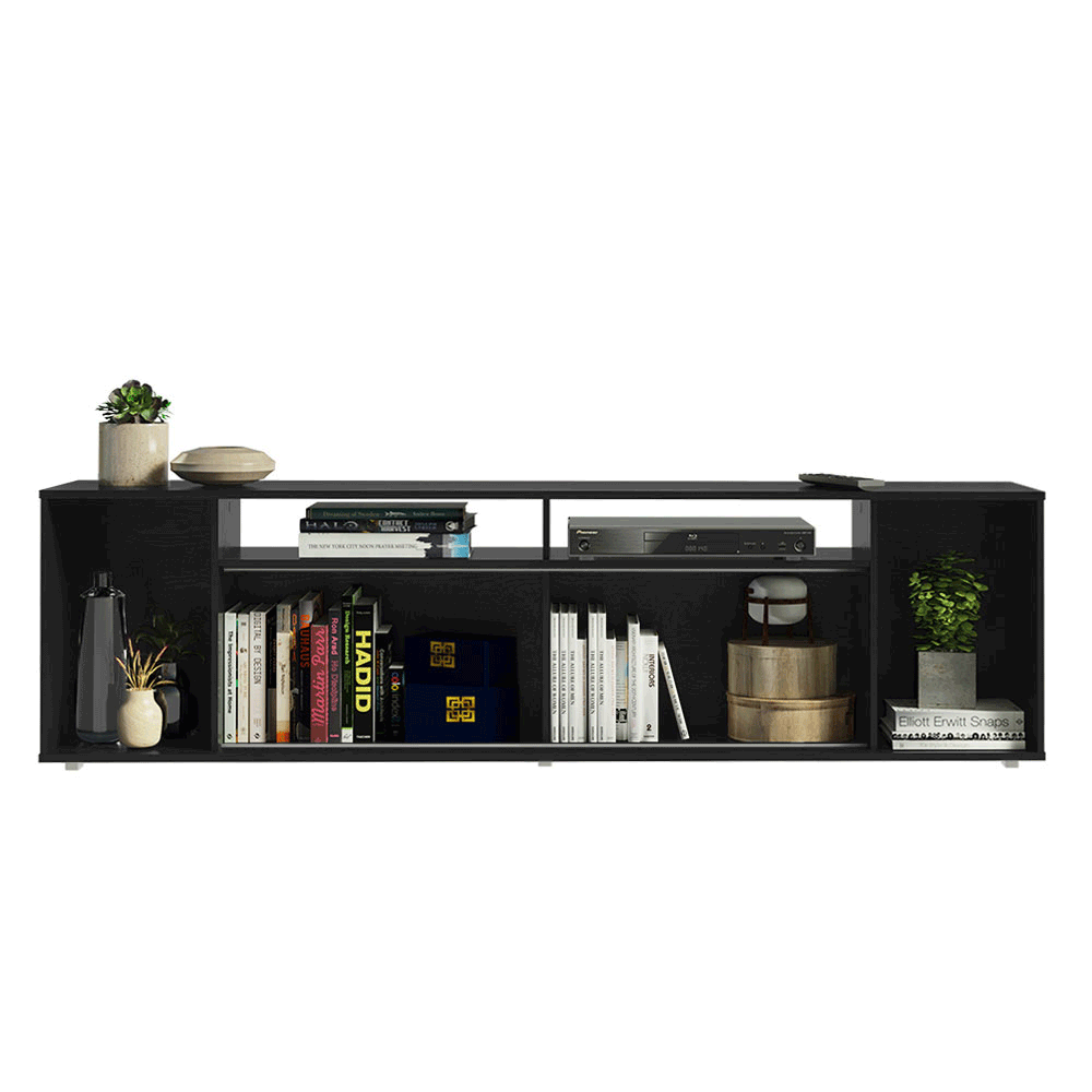 Rack para TV até 65 Polegadas Madesa 7008 com 5 Nichos e 1 Porta Preto PO