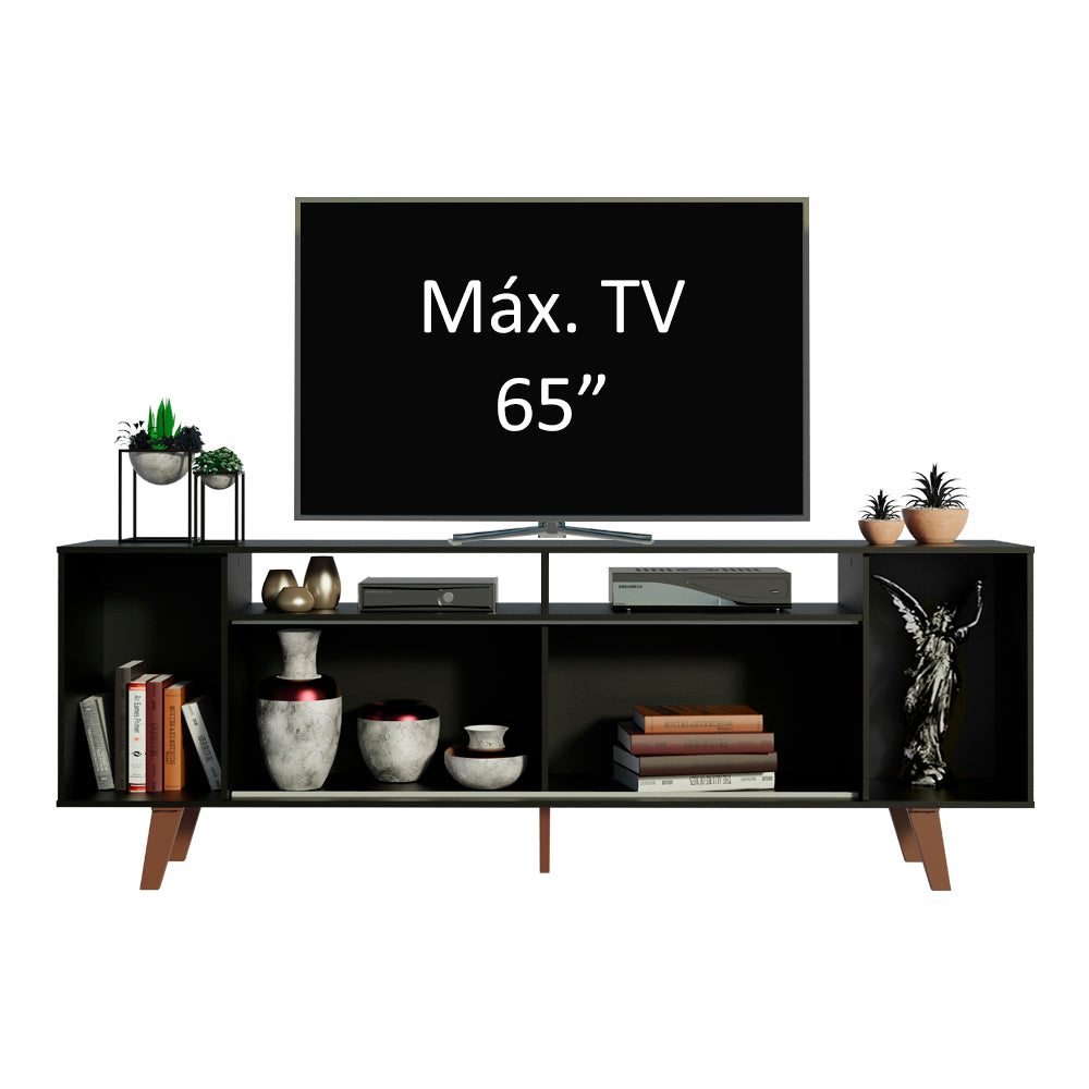 Rack para TV até 65 Polegadas Madesa Cancun com Pés Preto 8N5Z