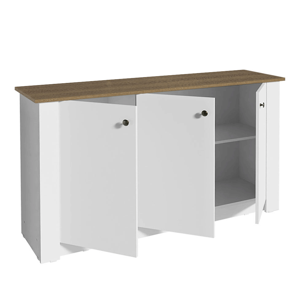 Buffet com Espaço para Armazenamento Madesa 7271 3 Portas Branco PO